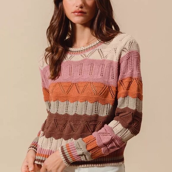 SO ME Multi Color Wavy Stripe Sweater Top - Picture 9 of 13